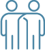 Icône de deux personnes côte à côte, représentant l’entraide et la proximité
